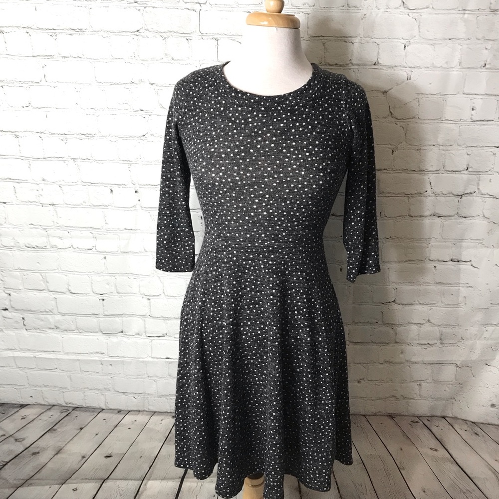 Mia & Tess gray polka dot fit and flare dress